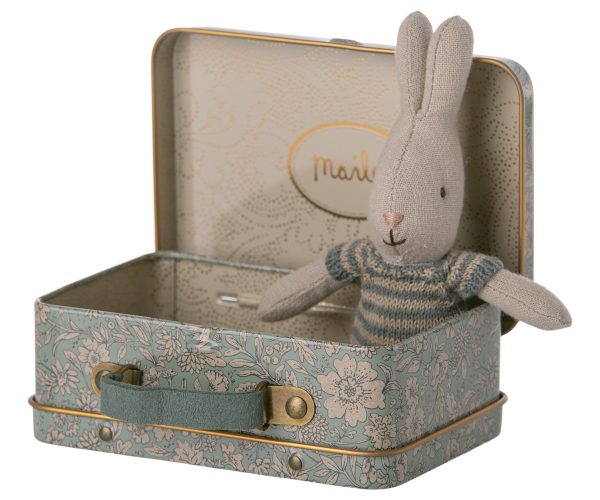 ארנבון מיקרו במזוודה - כחול קרם