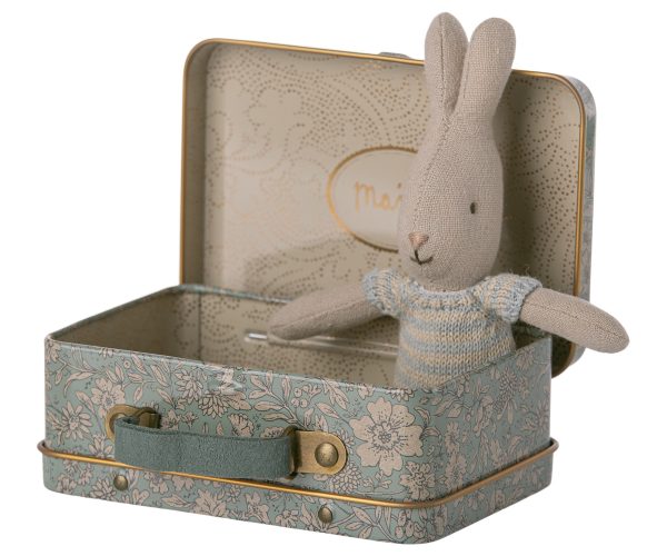 ארנבון מיקרו במזוודה - תכלת קרם