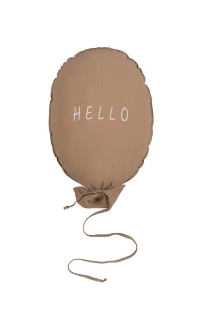 כרית בלון בז’ בהיר עם כיתוב HELLO
