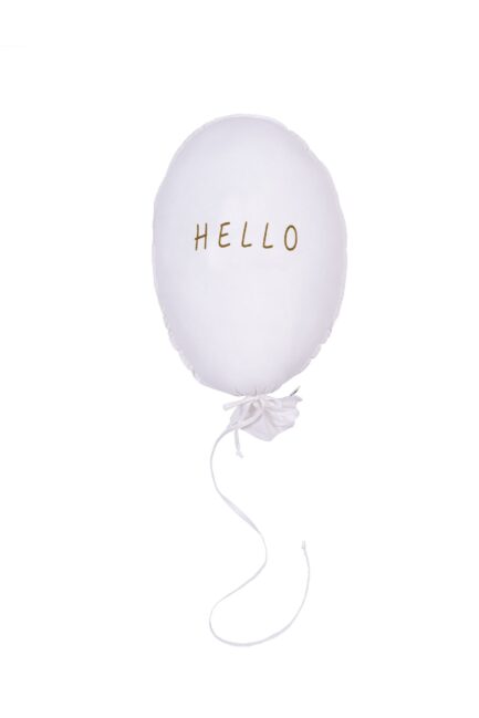 כרית בלון לבן עם כיתוב HELLO