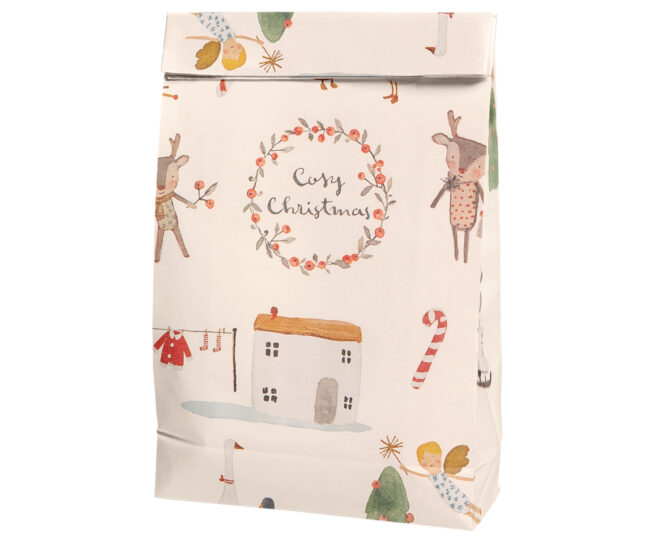 חבילת שקיות מתנה, Large, Cosy Christmas – Off-white